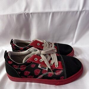 Naruto Shippuden‎ Groundup Edgy Boys Lace Up Low Top Red Black Canvas Sneakers 4